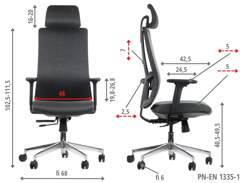 Ergonomiczny fotel biurowy obrotowy do biura i home office AKCENT/F grafit podstawa chromowana