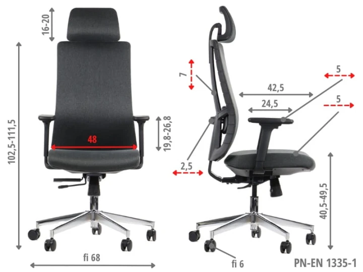Ergonomiczny fotel biurowy obrotowy do biura i home office AKCENT/F grafit podstawa chromowana