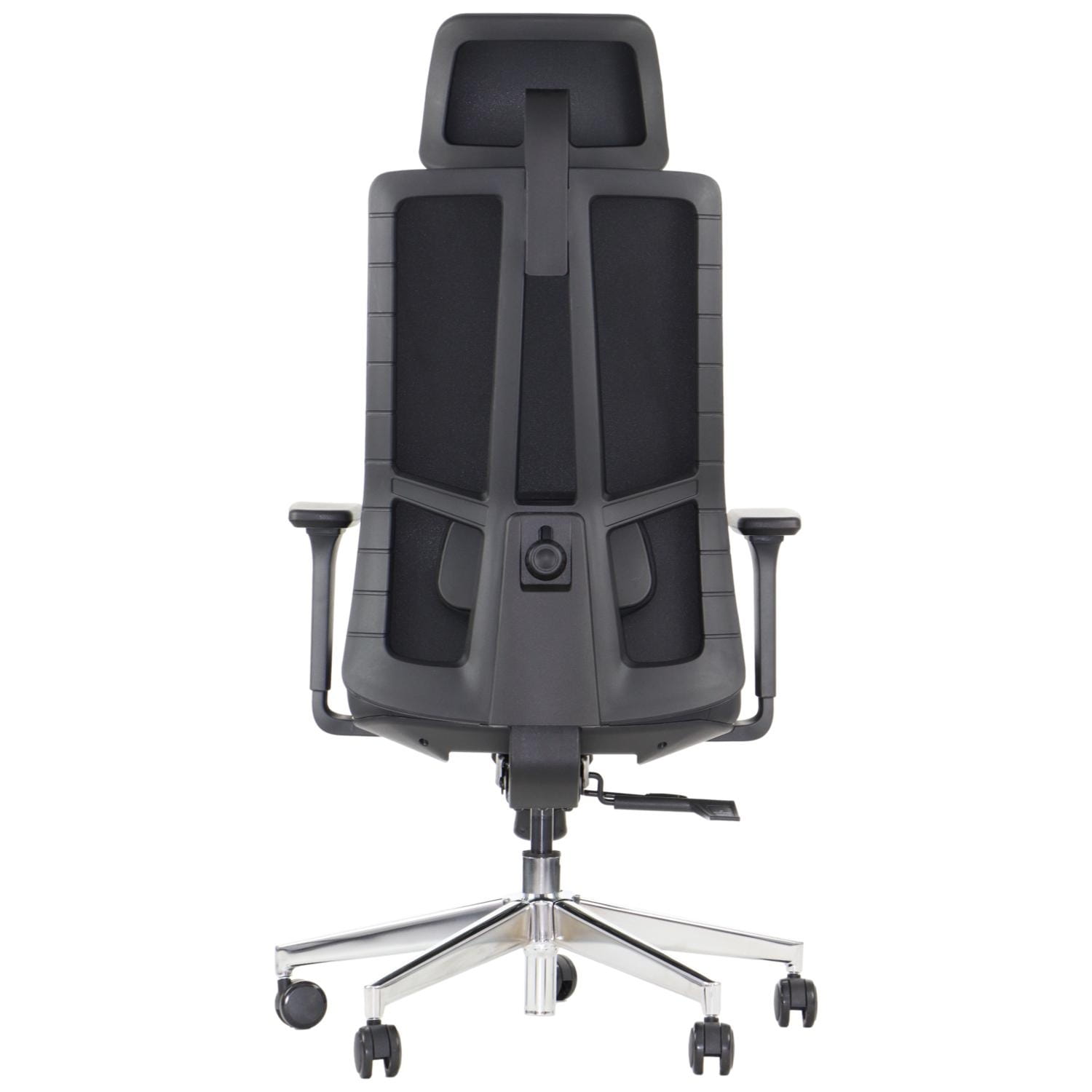Ergonomiczny fotel biurowy obrotowy do biura i home office AKCENT PU czarny podstawa chromowana