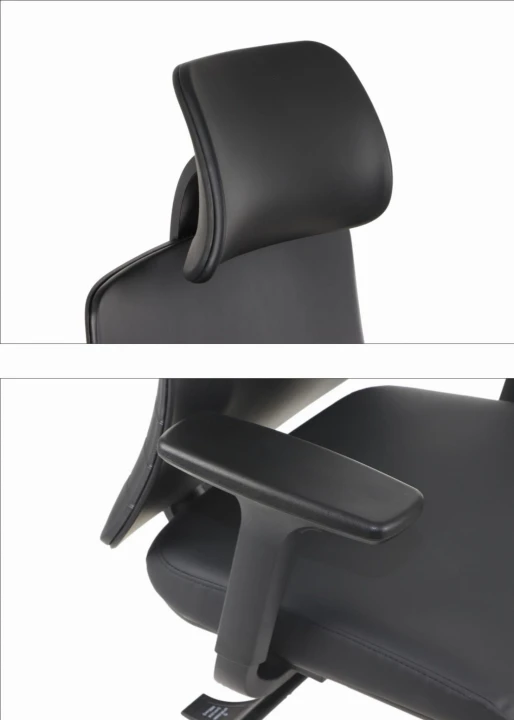 Ergonomiczny fotel biurowy obrotowy do biura i home office AKCENT PU czarny podstawa chromowana