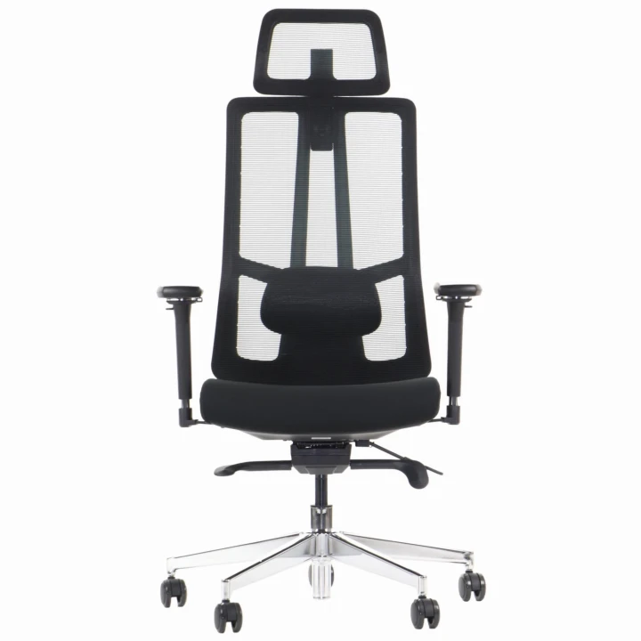 Ergonomiczny fotel biurowy obrotowy do biura i home office AKCENT PLUS czarny mechanizm samoważący podłokietniki 4D