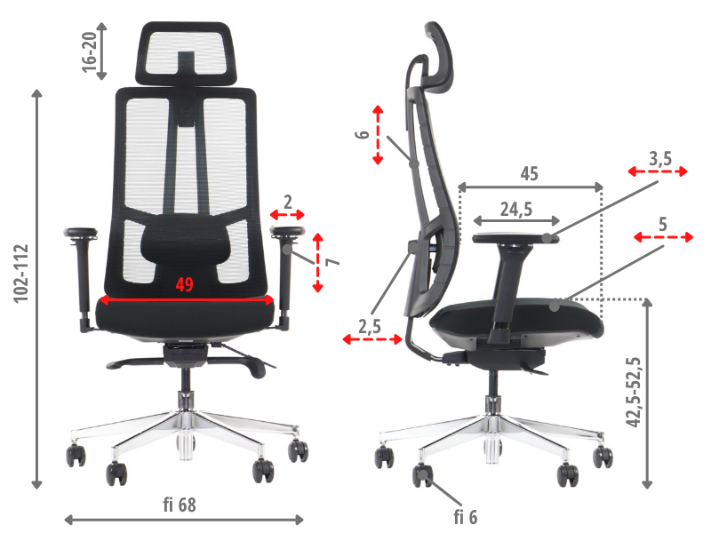 Ergonomiczny fotel biurowy obrotowy do biura i home office AKCENT PLUS czarny mechanizm samoważący podłokietniki 4D