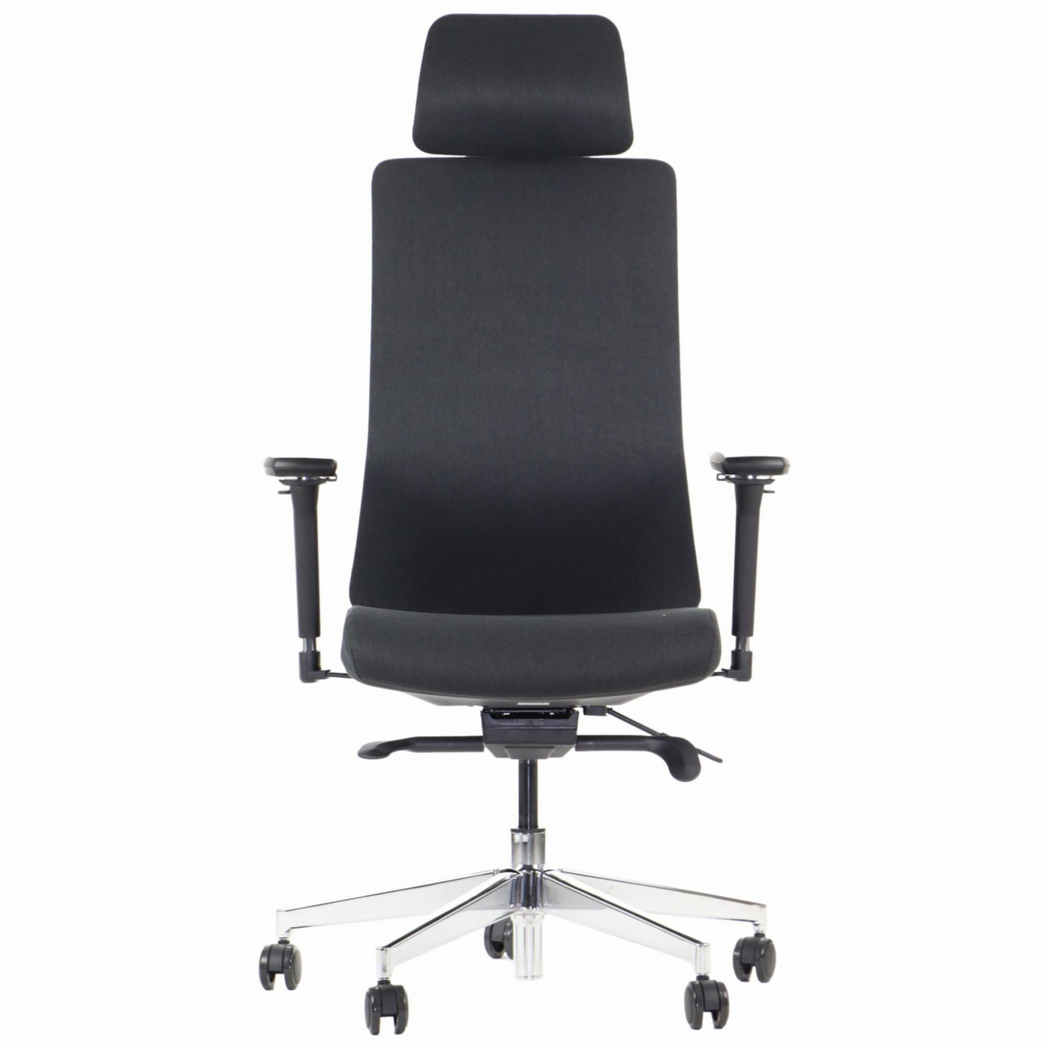 Ergonomiczny fotel biurowy obrotowy do biura i home office AKCENT/F PLUS czarny mechanizm samoważący podłokietniki 4D