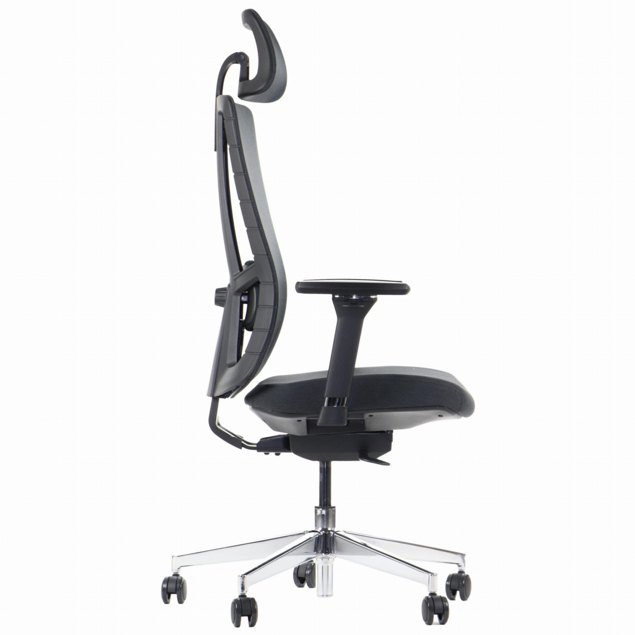 Ergonomiczny fotel biurowy obrotowy do biura i home office AKCENT/F PLUS czarny mechanizm samoważący podłokietniki 4D