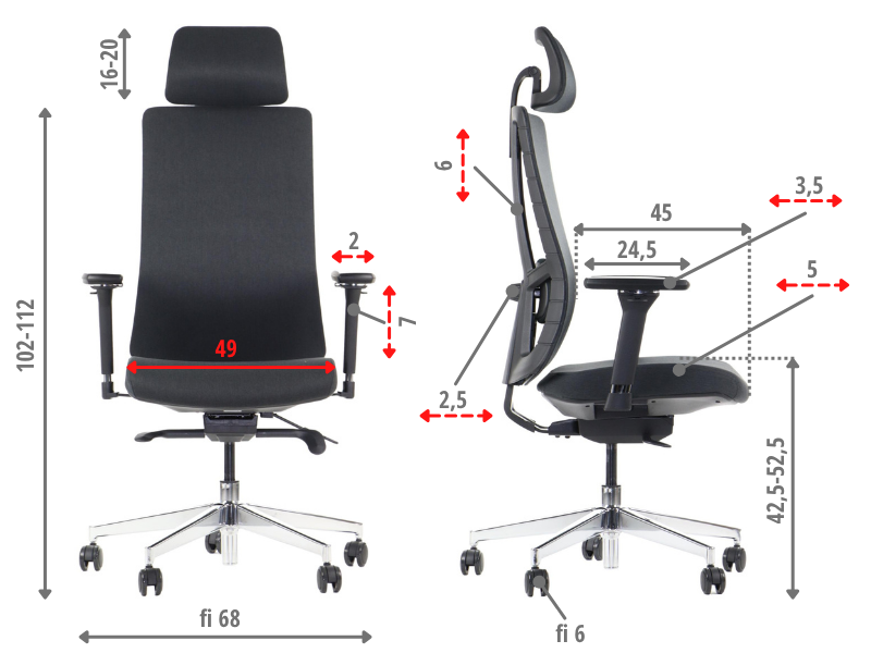 Ergonomiczny fotel biurowy obrotowy do biura i home office AKCENT/F PLUS czarny mechanizm samoważący podłokietniki 4D