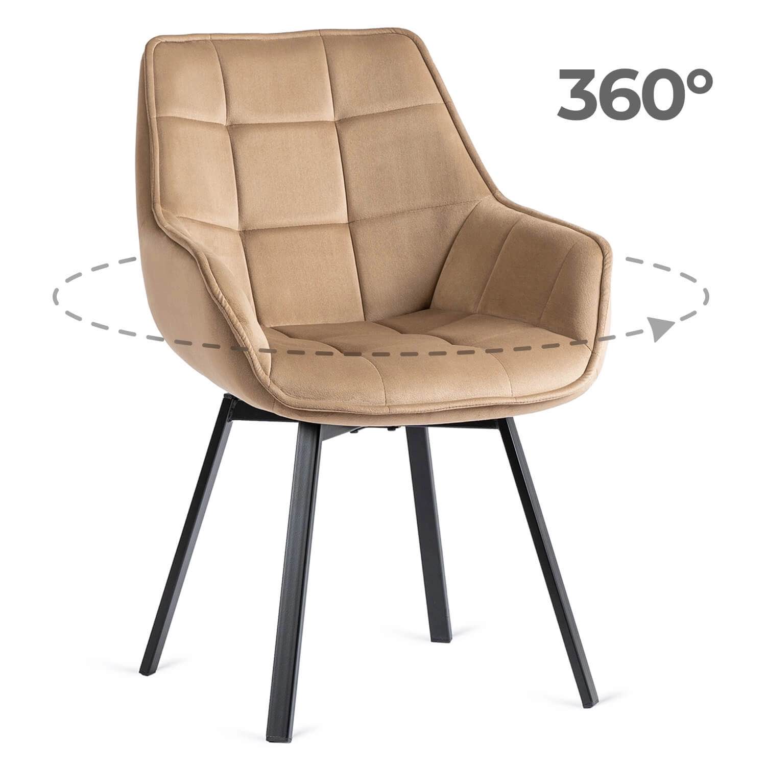 Nowoczesne krzesło LUNA beżowy welur z podłokietnikami – homestyleconcept.pl