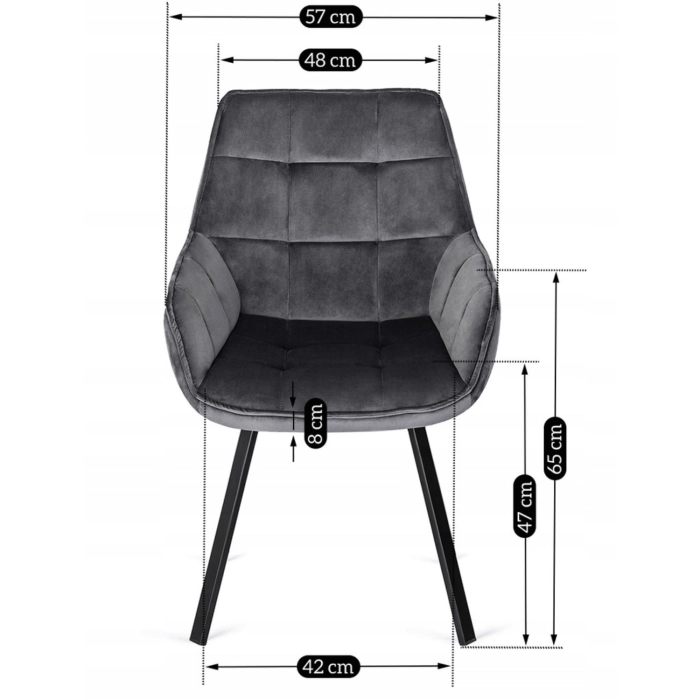 Krzesło welurowe obrotowe LUNA na metalowych nogach – homestyleconcept.pl