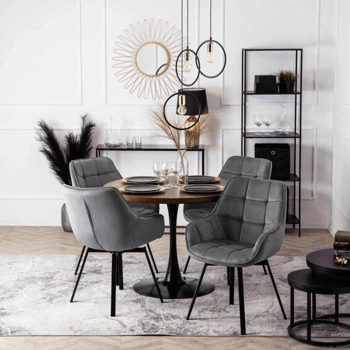 Designerskie krzesło LUNA szare z funkcją obrotu – homestyleconcept.pl