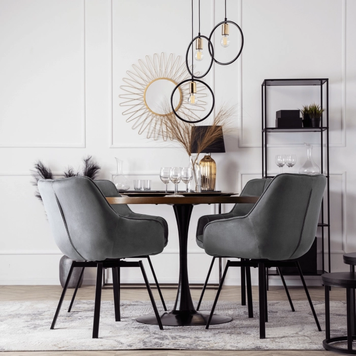 Krzesło obrotowe do jadalni LUNA szary welur – homestyleconcept.pl