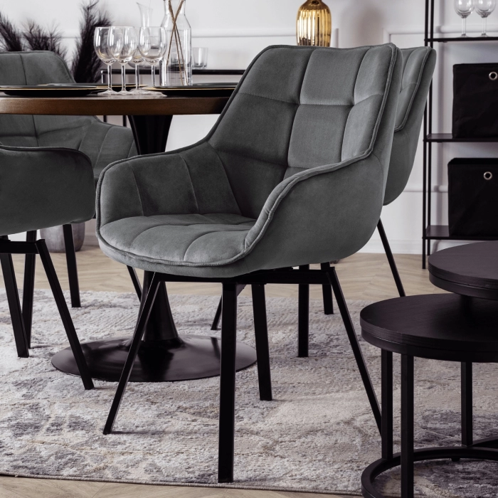 Komfortowe krzesło tapicerowane LUNA szare – homestyleconcept.pl