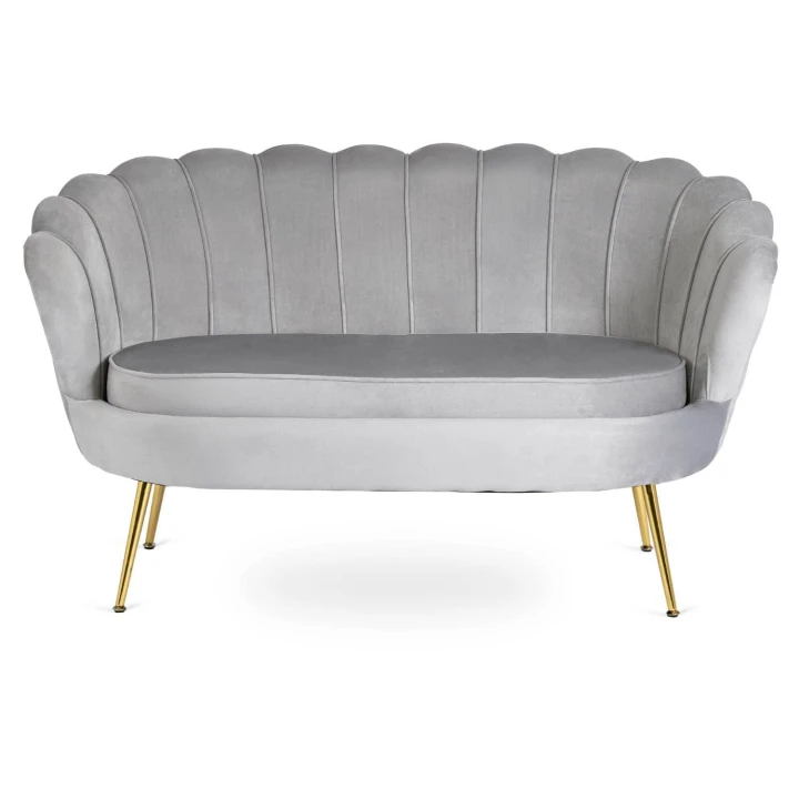 Sofa Dwuosobowa Muszelka wypoczynek do salonu ZENDAYA Glamour Szara