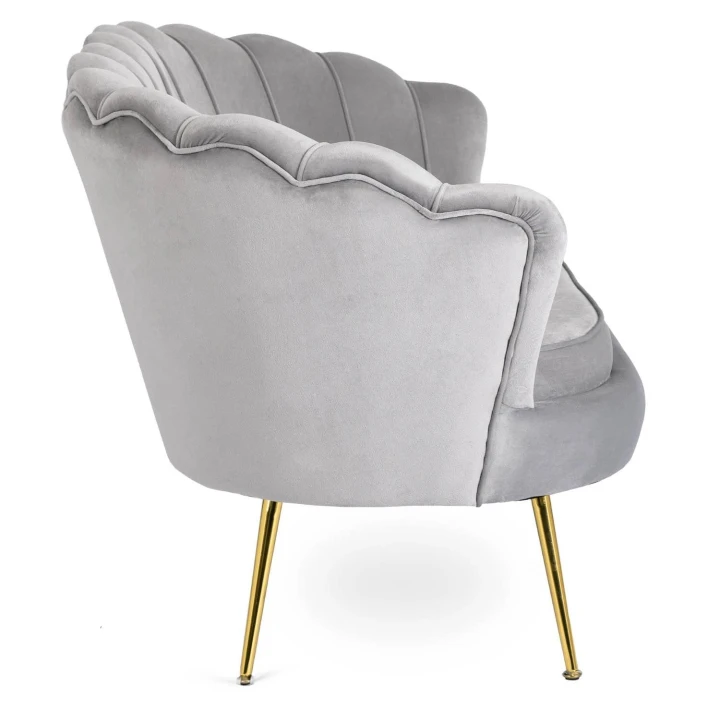 Sofa Dwuosobowa Muszelka wypoczynek do salonu ZENDAYA Glamour Szara