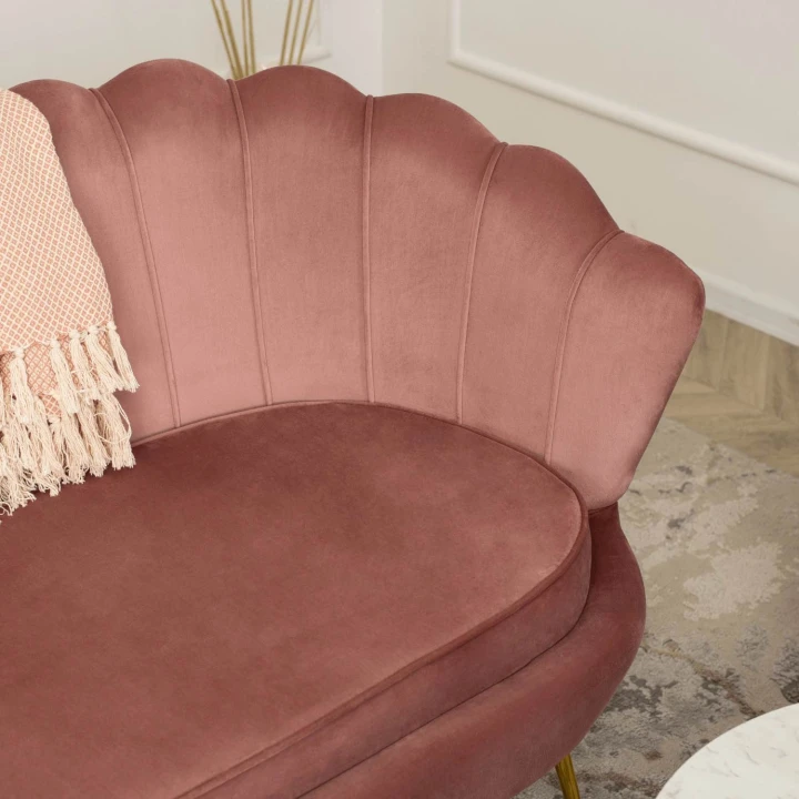 Sofa Dwuosobowa Muszelka wypoczynek do salonu ZENDAYA Glamour Różowa
