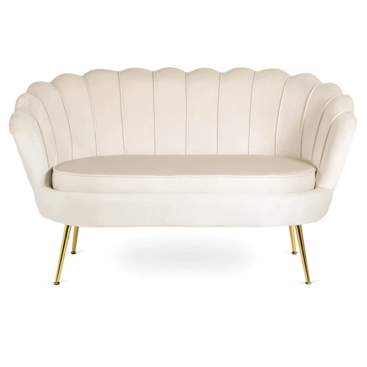 Sofa Dwuosobowa Muszelka wypoczynek do salonu ZENDAYA Glamour Kremowa