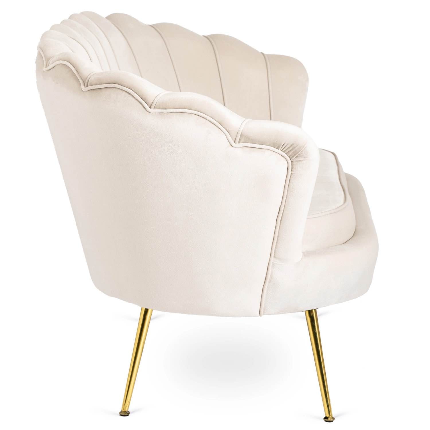 Sofa Dwuosobowa Muszelka wypoczynek do salonu ZENDAYA Glamour Kremowa