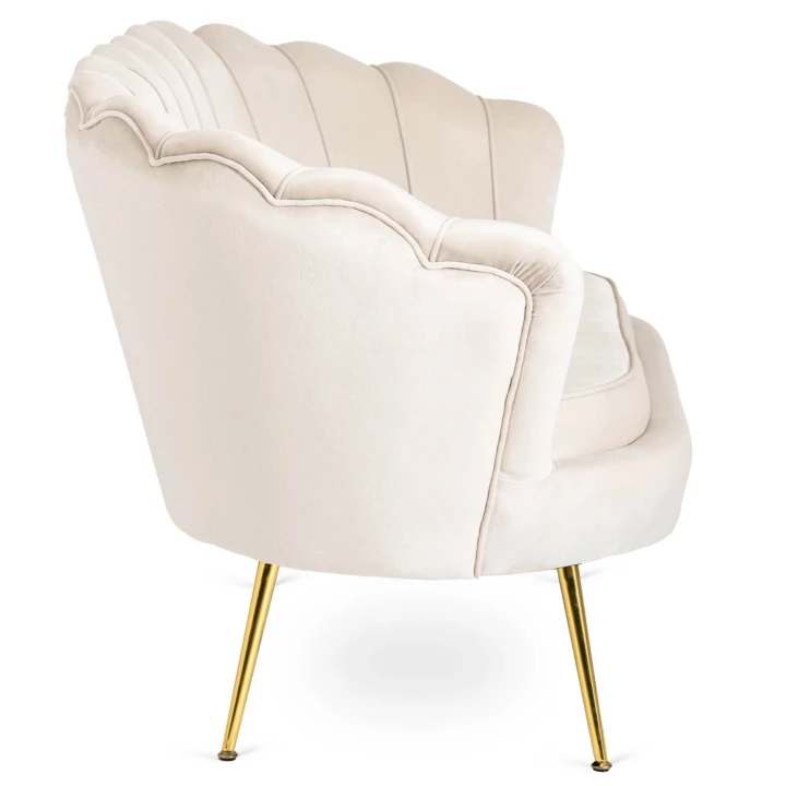 Sofa Dwuosobowa Muszelka wypoczynek do salonu ZENDAYA Glamour Kremowa