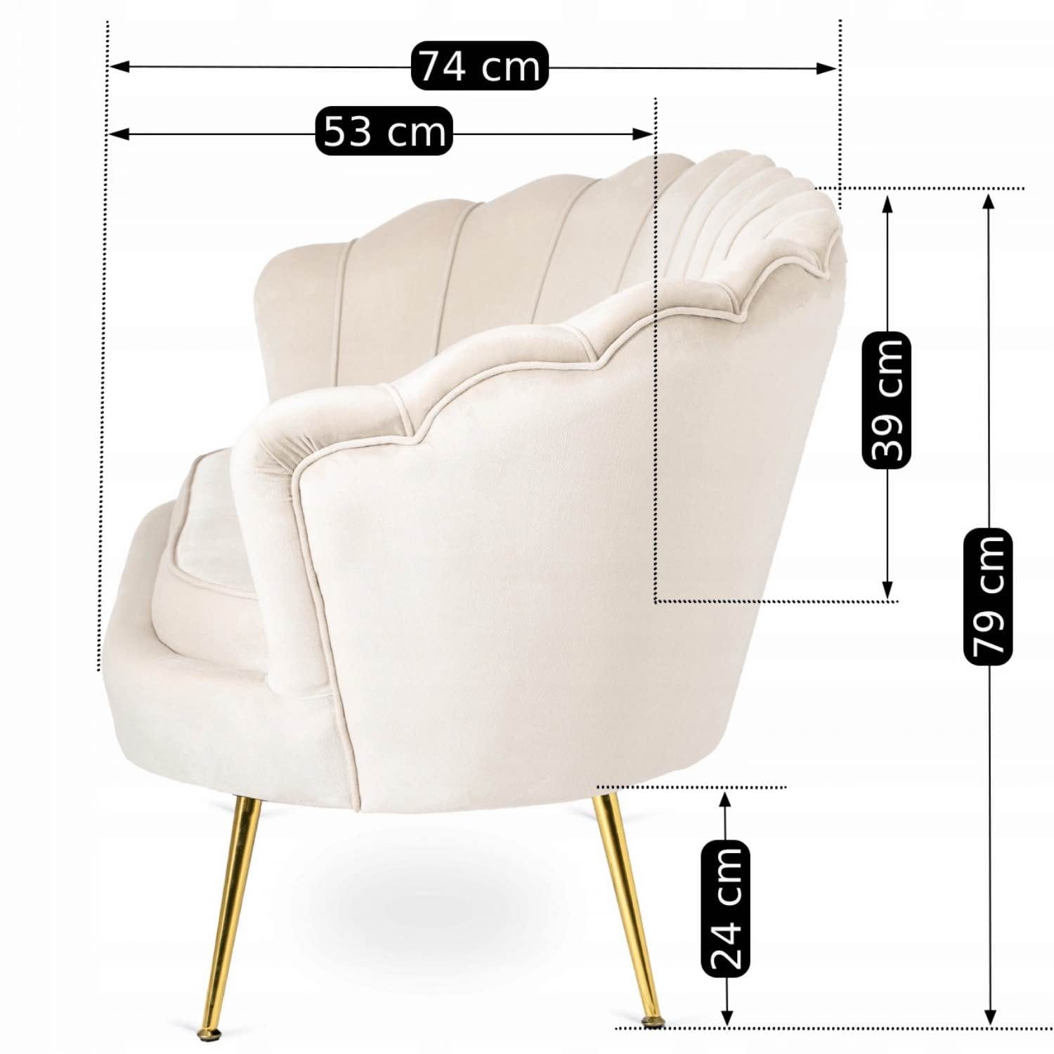 Sofa Dwuosobowa Muszelka wypoczynek do salonu ZENDAYA Glamour Kremowa