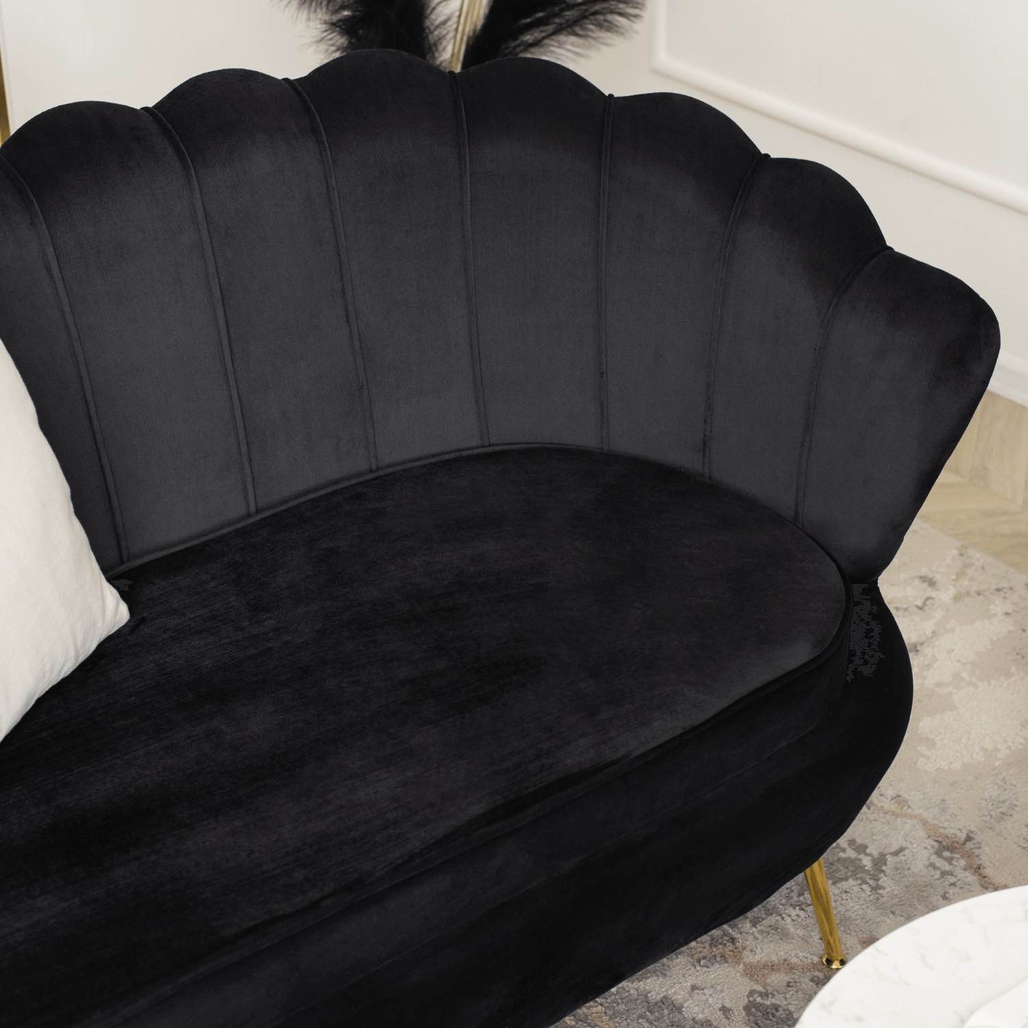 Sofa Dwuosobowa Muszelka wypoczynek do salonu ZENDAYA Glamour Czarna