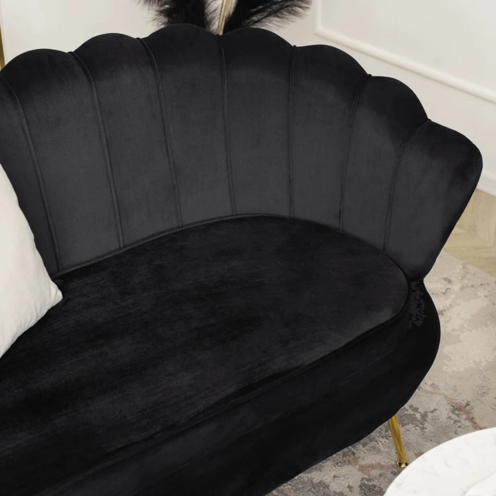 Sofa Dwuosobowa Muszelka wypoczynek do salonu ZENDAYA Glamour Czarna