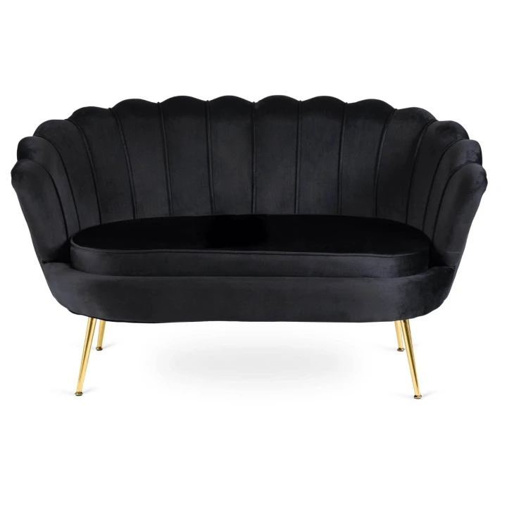 Sofa Dwuosobowa Muszelka wypoczynek do salonu ZENDAYA Glamour Czarna