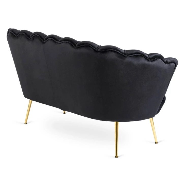 Sofa Dwuosobowa Muszelka wypoczynek do salonu ZENDAYA Glamour Czarna