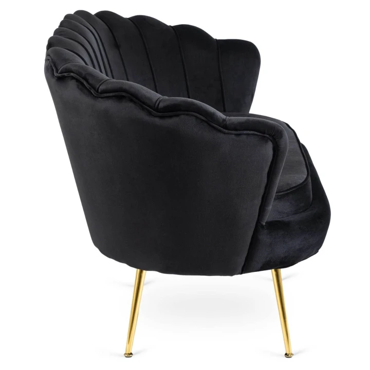 Sofa Dwuosobowa Muszelka wypoczynek do salonu ZENDAYA Glamour Czarna