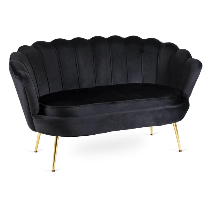 Sofa Dwuosobowa Muszelka wypoczynek do salonu ZENDAYA Glamour Czarna