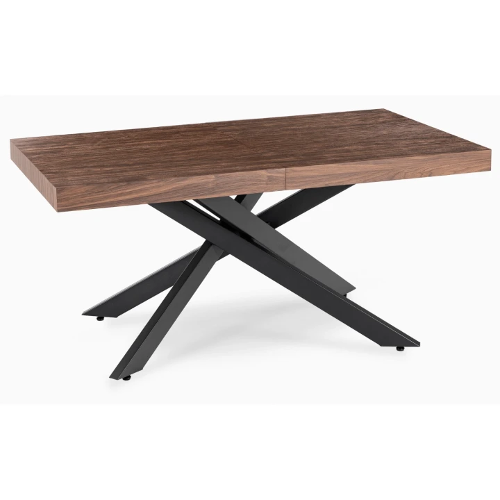 Stół HAMPTON Rozkładany 160-240 cm Orzech/Czarny – nowoczesny stół loftowy do jadalni  do 10 osób