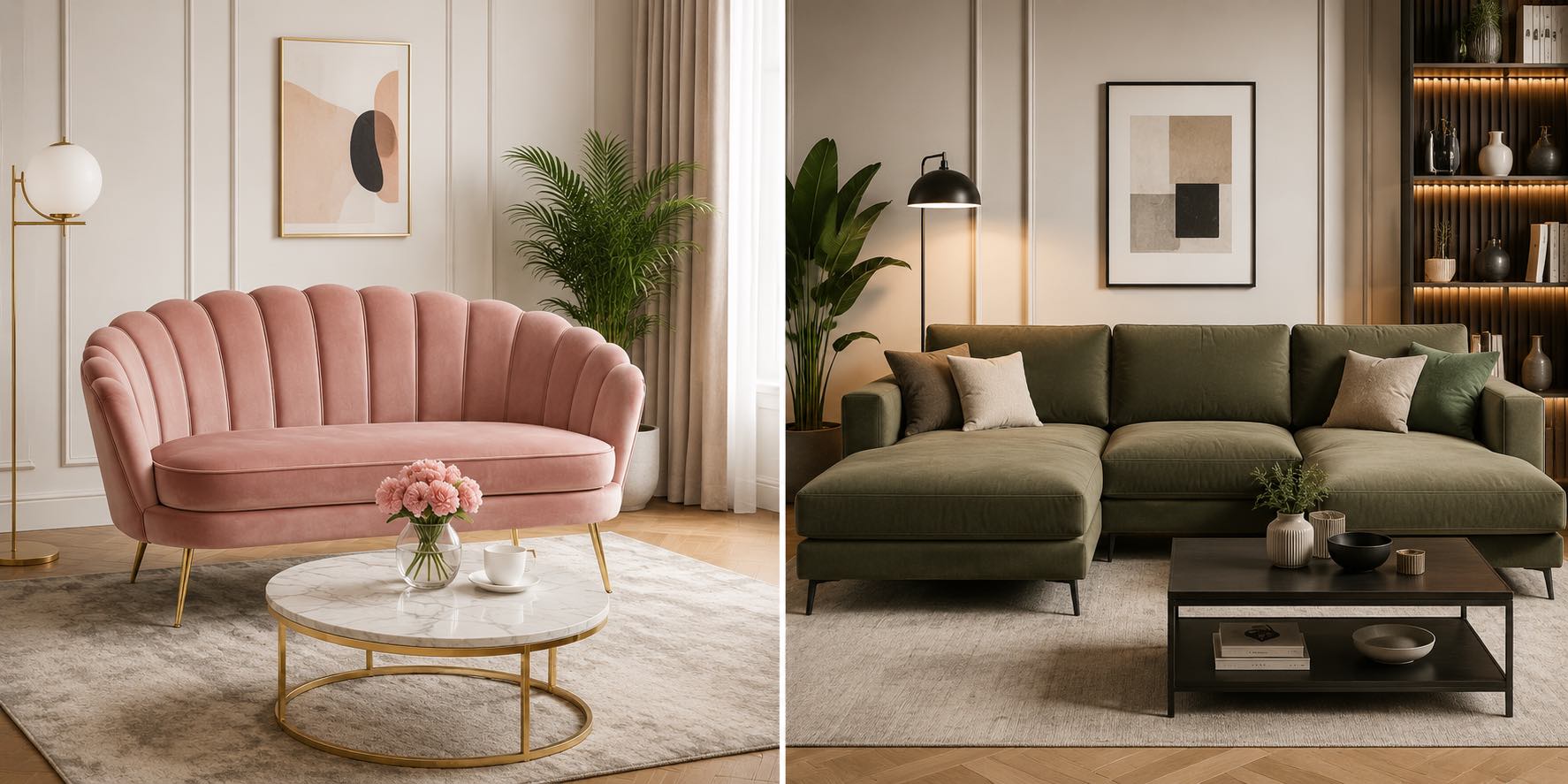 Nowoczesna sofa do salonu typu Glamour