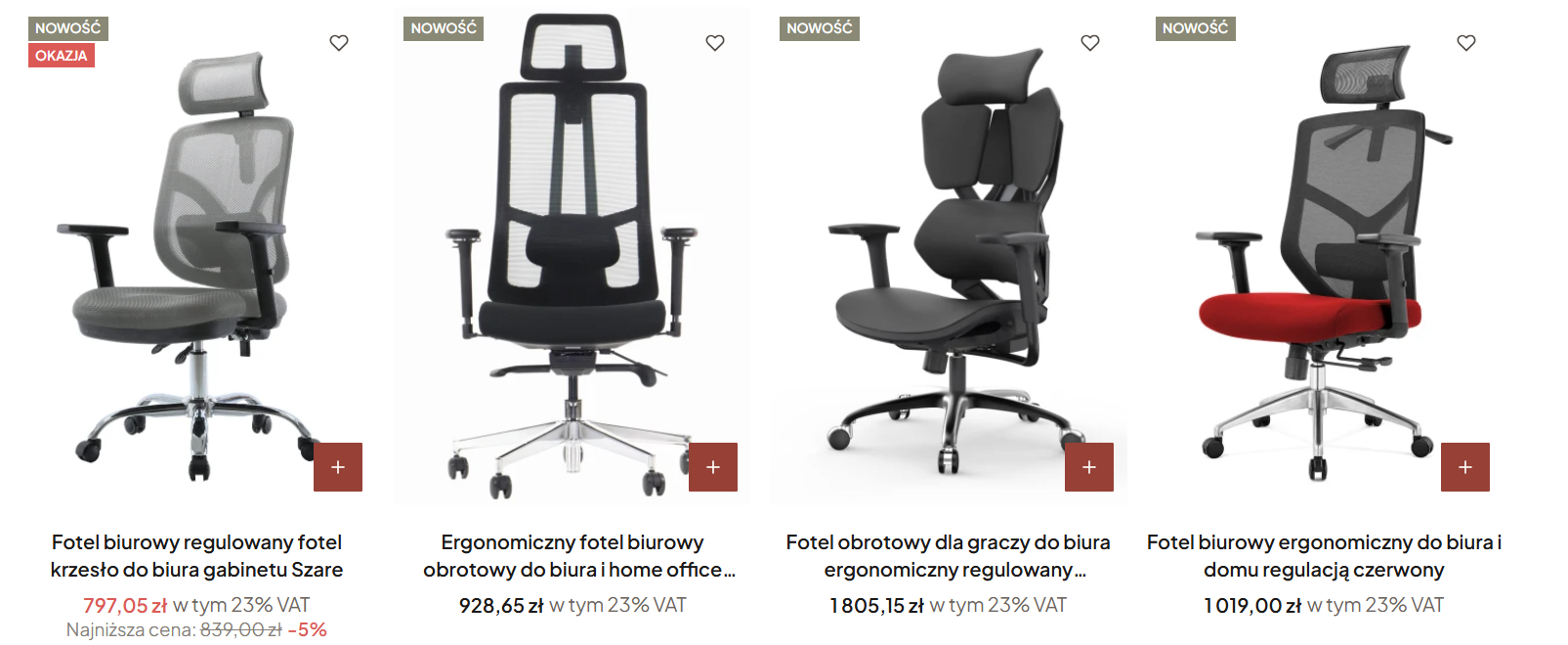 fotele ergonomiczne biurowe BHP sklepu homestyleconcept.pl